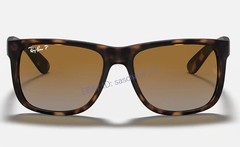 Ray-Ban RB4165 Justin 54mm Polarized Sunglasses Matte Tortoise Grey Brown Lenses