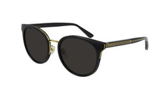 GUCCI GG0850SK 002 Round Oval Black Shiny Grey 56 mm Sunglasses OBI