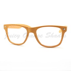 Wood Print Glasses Wood Pattern Clear Lens Square Plastic Frame Spring Hinge