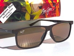 NEW Maui Jim PULAMA Matte Brown POLARIZED ST Bronze GLASS Sunglass H618-01