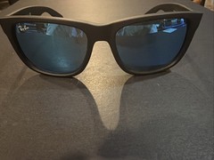 Ray-Ban Justin RB4165 Sunglasses Polarized Blue Lens Matte Black Frame 54 14 145
