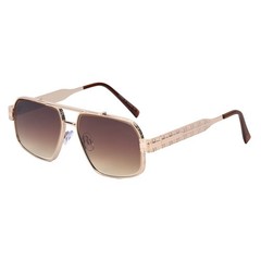 Men Sunglasses Classic Black Lens Square Fashion Design Gold Metal Frame Shades