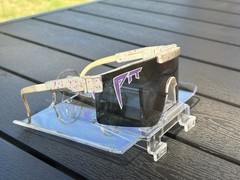 Pit Viper Shield Sunglasses Mirrored Black Lens Beige Speckled Plastic Frame