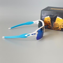 Oakley Flak 2.0 XL OO9188 Sunglasses White Frame Polarized Blue Lens Mens New