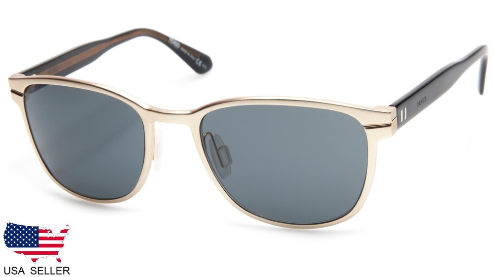 NEW HUGO BOSS 0110/S 7XBGW PALE GOLD BLACK SUNGLASSES 55-19-145 B44mm Italy