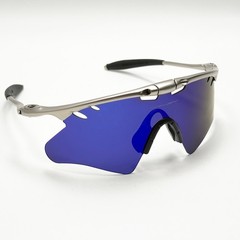Oakley Mag X-Metal Silver Frame Blue Shield Lens Magnesium Sport Sunglasses
