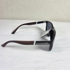 Biohazard Sunglasses Black Square Frame Wood Grain Arms UV400 Protection NEW