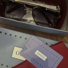 Gucci Men’s Aviator Sunglasses GG1419S Rimless Gold Metal Gray Gradient 145