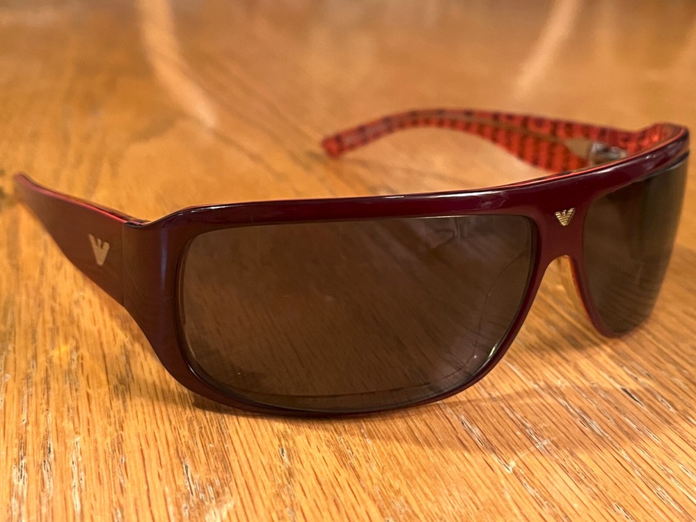 EMPORIO ARMANI 9177S Dark Red Sunglasses Gray Lenses 115mm EUC