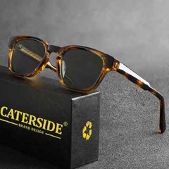 CATERSIDE Retro Square Sunglasses Men Punk Small Frame Brand Designer Sun