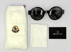 Authentic MONCLER Atriom ML0243 01A Shiny Black w/Gray Lens Round Sunglasses