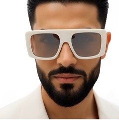 Sunglasses Retro Vintage Beige Lens Modern Men Stylish UV400 Sun Protection Male
