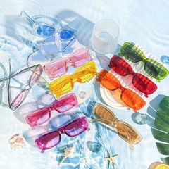 Wholesale 40 Pack Colorful Rectangle Sunglasses Bulk Adults Unisex, Fun 90s C…