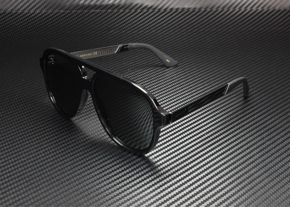 GUCCI GG0688S 001 Aviator Black Ruthenium Black Grey 59 mm Men’s Sunglasses