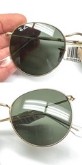Ray-Ban RB 3447 001 Retro Sunglasses Gold with Green Glass Lens 50mm