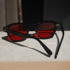 Vintage Johnny Depp red sunglasses red lenses mens womens black acetate glasses