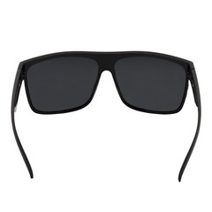 Men’s XL Wide Fit Polarized Square Sunglasses Shiny Black Frame Dark Tint Lens