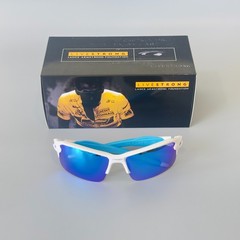 Oakley Flak 2.0 XL OO9188 Sunglasses White Frame Polarized Blue Lens Mens New