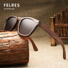 FELRES Handmade Unisex Bamboo Wood Polarized Sunglasses Wooden Frame Glasses
