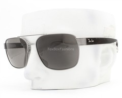 Ray-Ban Pilot Sunglasses RB 3751 004/B1 Shiny Gunmetal Gray Glass 61mm with Case