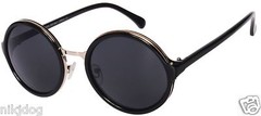 Round Sunglasses Dark Smoke Lenses Combination Metal Plastic Frame Hippie Retro