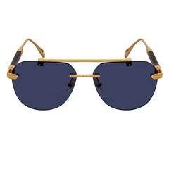 Maybach Rimless Round Metal Aviator Sunglasses Gold Frame Dark Smoke MH16
