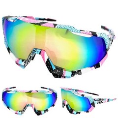 Oversize 90s RETRO SPORTY Wrap Around Style SUN GLASSES GOGGLES Gold Mirror Lens