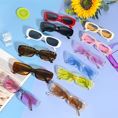 Pibupibu 20 Pack Rectangle Sunglasses Bulk, Retro Medium, 20-assorted Color