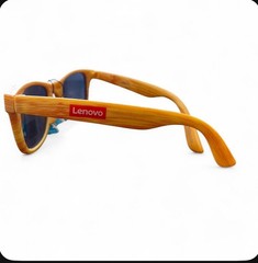 Lenovo Men’s UV400 Sunglasses Wood Grain Brown Frame Blue Tinted!