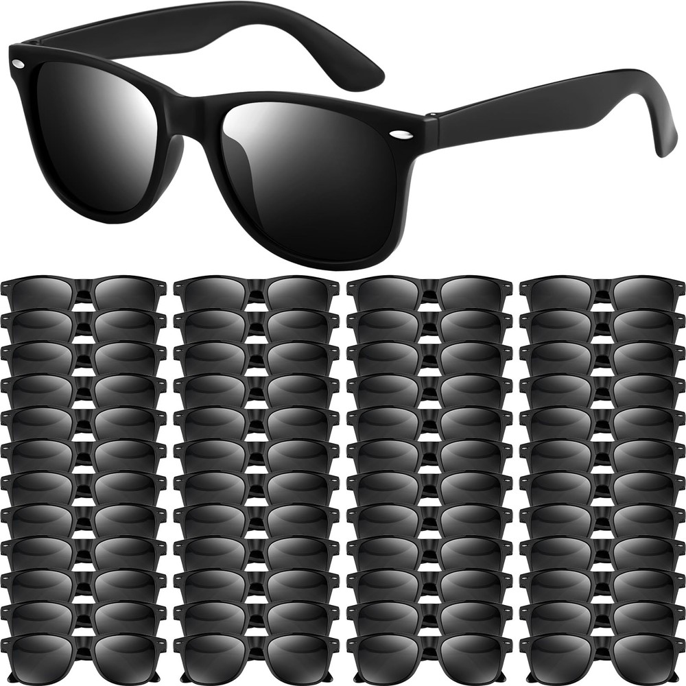 NEBURORA 6 Pack Black Sunglasses Bulk Retro Black Shades Party Sunglasses for…