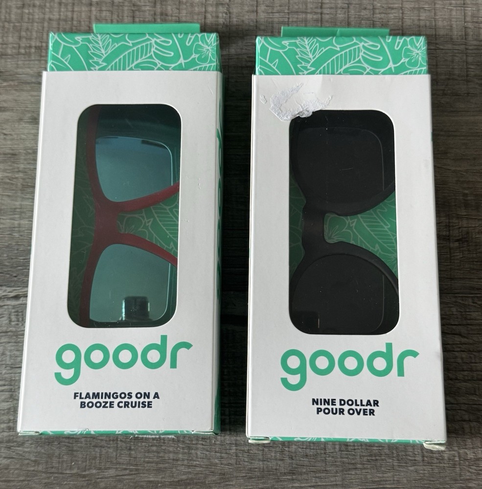 Goodr Polarized Sunglasses 2 Pairs Red Black New In Box Unisex Adult