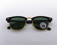 Ray-Ban Sunglasses RB3016 Clubmaster Classic Polished Black & Gold Frame 51mm