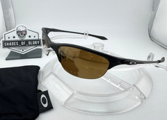 OAKLEY HALF WIRE 1.0 DARK CARBON W/ GOLD IRIDIUM SUNGLASSES 05-733 VINTAGE RARE
