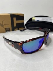 Costa Style Tortoise Tuna Alley Sunglasses Blue Mirrored Polarized Lens Case Box