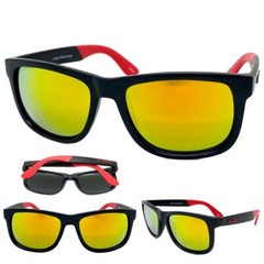 Classic Vintage 80’s Retro Biker Style KUSH SUN GLASSES Square Black & Red Frame