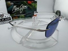 MAUI JIM NANEA MJ 332-17M MATTE SILVER W/ GREEN POLARIZED RIMLESS SUNGLASSES NEW