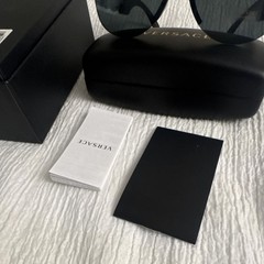 Versace 0VE4391 Shield Sunglasses Full Rim Black Frame Gray Tinted Lenses