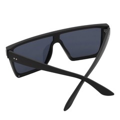 LAZER – Modern Flat Top Rimless Rectangle Sunglasses Soft Matte Black Dark Smoke