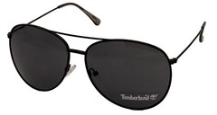 Timberland Sunglass Mens Shiny Black Metal Aviator Solid Smoke Lens TB7181 1A