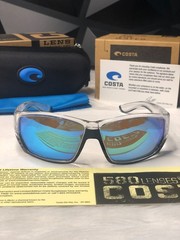 New In Box Costa Del Mar Crystal Blue Mirror 580P Polarized Sunglasses UV