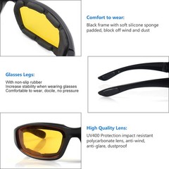 3 Pair Motorcycle Riding Glasses Padding Goggles UV Protection Dustproof Wind
