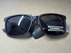 Mens Polarized Fashion Sunglasses – Black Frame Silver Accents – Smoke Gray Lens