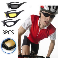 Pack of 3 Motorcycle Riding Glasses Gray/Clear/Yellow Wind Resistant Sunglasses