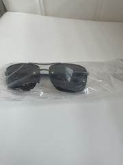 HUGO BOSS BOSS 0697/P/S Polarized Rectangle Sunglasses Black/Gray Metal 135mm