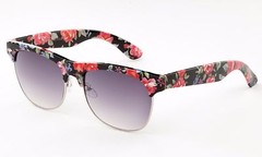 Half Frame Floral Sunglasses Thick Bold Frame Vintage