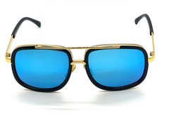 Men Fashion Sunglasses Oversized Square Gold Flat Top Frame Hip Hop Fancy Black