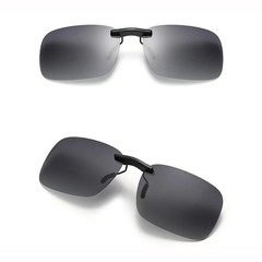 Square Clip on Sunglasses Women Polarized Black Lens UV400 Night Vision Driving