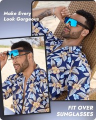 Polarized Fit Over Glasses Sunglasses for Men Women, UV Protection Sports Wra