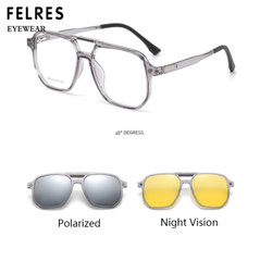 3 in 1 Magnetic Clip On Polarized Sunglasses Men Square Fashion Glasses Frames