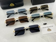 MAYBAC* Rimless Square Sunglasses Brown Gold Gradient Luxury Unisex +Case